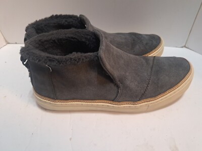 Toms Paxton Slip On Women’s Gray Suede Faux Fur Lined Sneaker Size 11 - Main Image