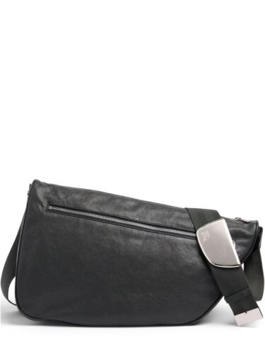 BURBERRY Shield Large Men's Slate Black Leather Messenger Bag New