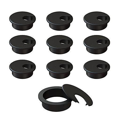 Desk Grommet Desk Hole Covers 2 Inch Black with Caps 10 pcs. - Picture 1 of 6