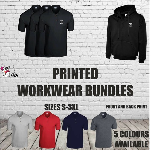Personalised Printed Logo Text Workwear Package Business Uniform Bundle Lot - Picture 5 of 8
