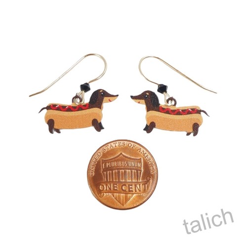 Sienna Sky Earrings Dachshunds Hot Doggy Handmade in USA Lightweight Unique Gift - Picture 4 of 4
