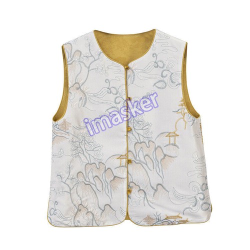 Embroidery Women Chinese Double-sided Wear Vest Acetate Silk Gilet Waistcoats - Picture 22 of 25