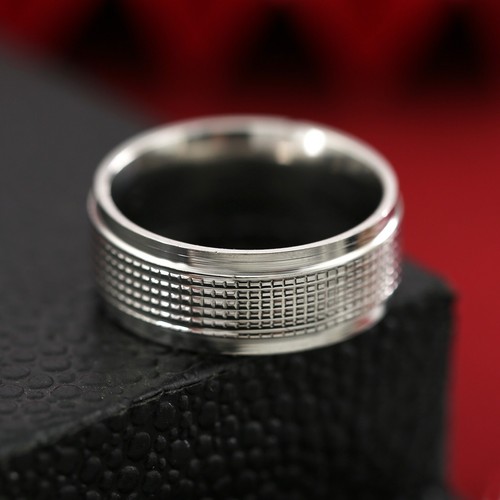 Gold Silver Black Minimalist Titanium Mens Engagement Eternity Wedding Band Ring - Picture 18 of 26