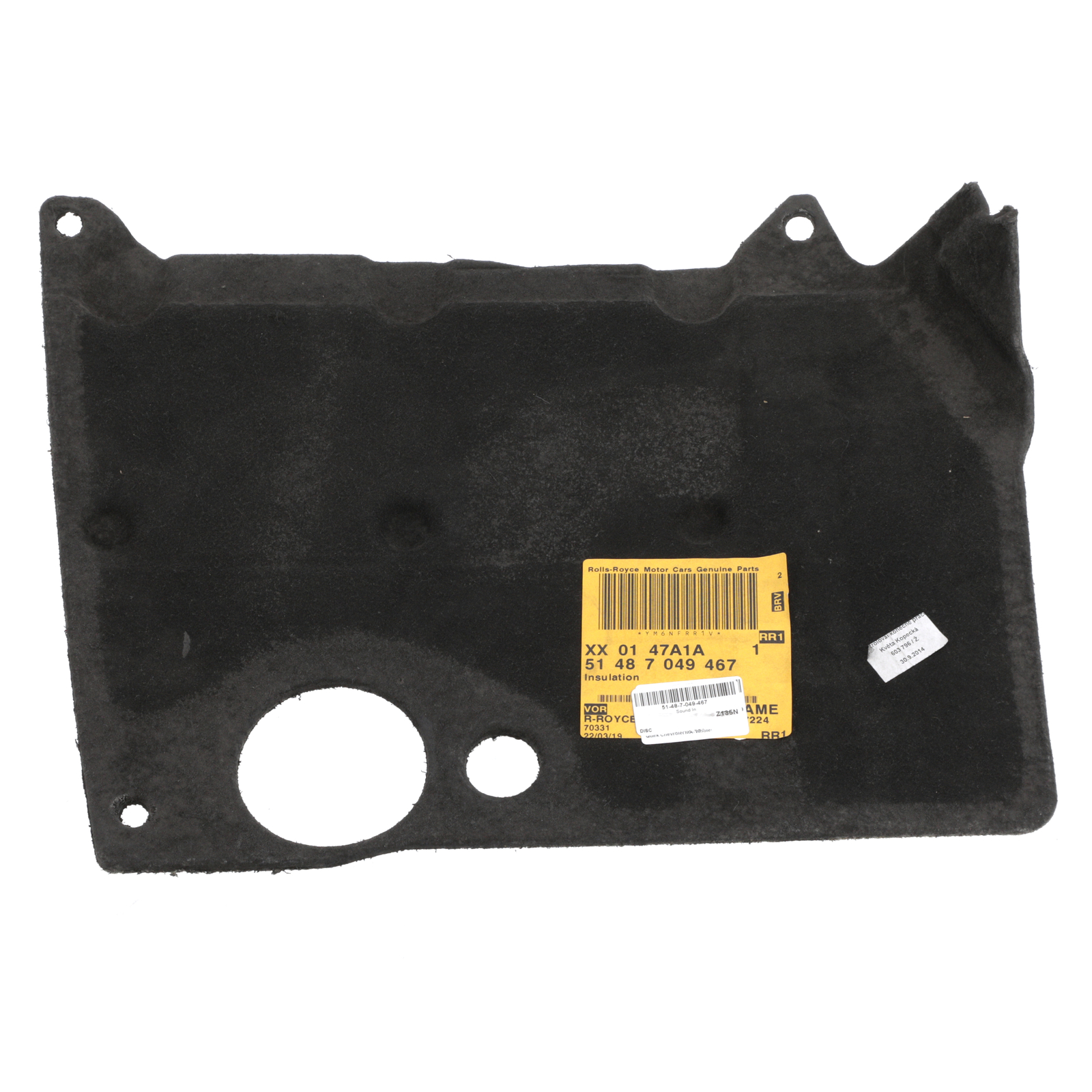GENUINE ROLLS ROYCE Phantom RH Engine Bay Sound Insulation Panel 51-48-7-049-467