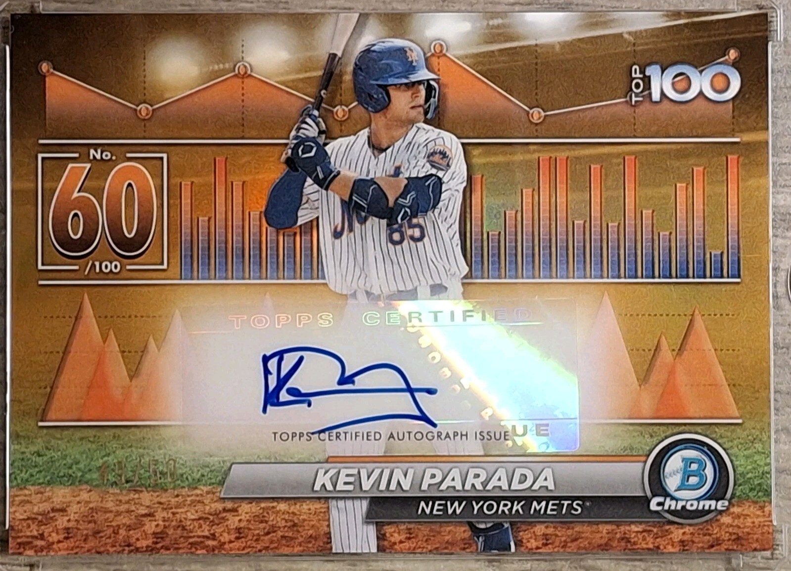 2024 Bowman Chrome Scouts Top 100 Kevin Parada Gold Refractor Auto /50