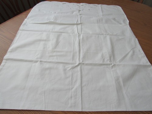 Vintage White Floral Embroidered Open Work Pillowcase Sham 26" x 30" - Picture 5 of 9