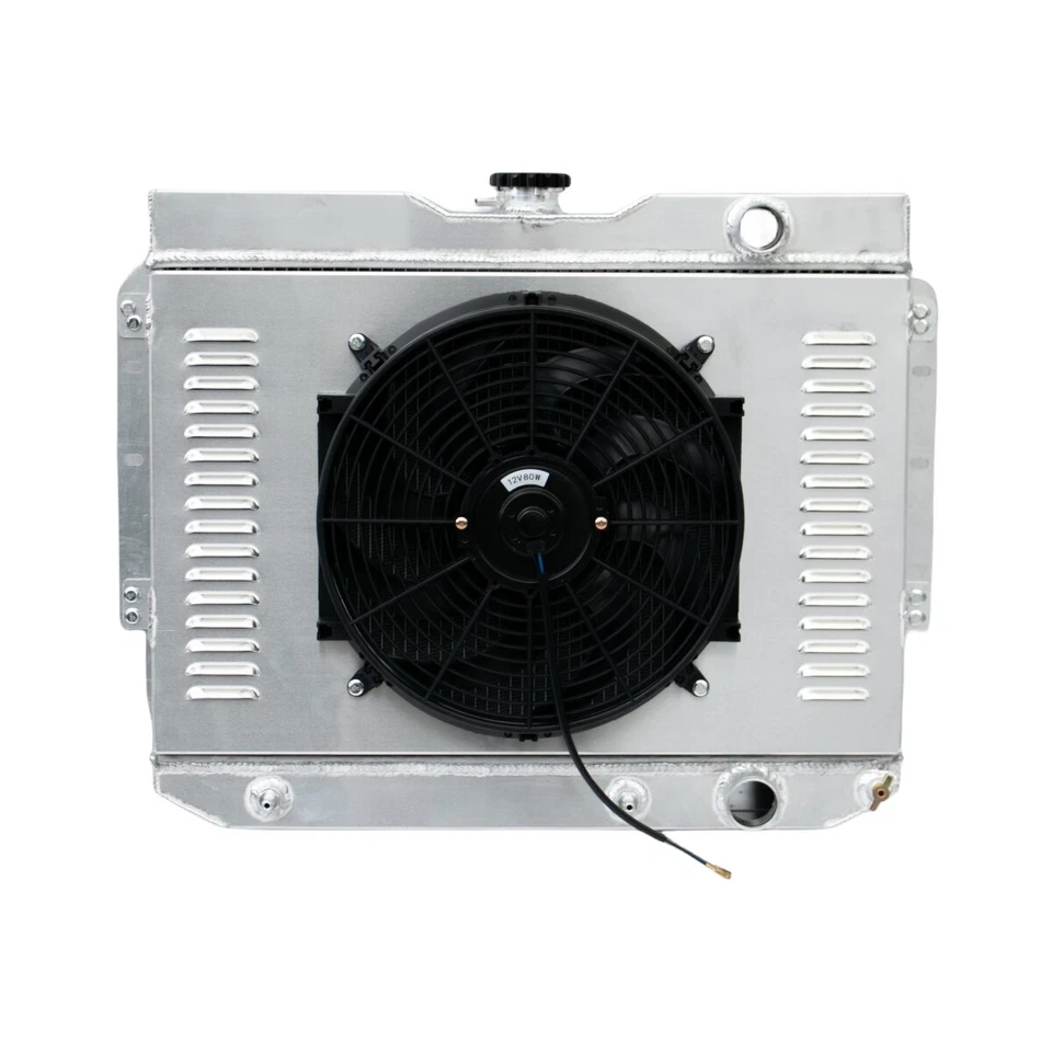 4 filas de radiador y cubierta + ventilador para Chevy Impala 1959~1965, El Camino, Bel Air, Biscayne Foto 2 de 4