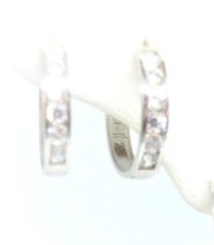 10KT WHITE GOLD Cubic Zirconia 10MM Tiny Huggies Earrings Gift Box FREE SHIPPING