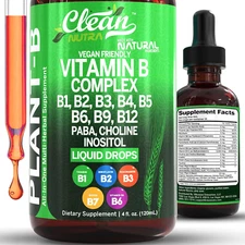 Vitamin B Complex Liquid Drops | Thiamine B1, B6, B2, B3, B4, B5, B7 B9, B12, Ni