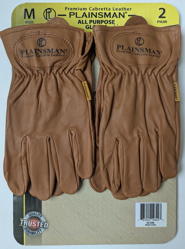 Guantes de Trabajo Plainsman Premium Cuero Cabretta Marrón SM, M, L O XL 2 PARES NUEVOS Foto 4 de 4