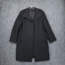 Uniqlo Jacket Women XL ExtraLarge Black Overcoat Wool Cashmere Blend Long Sleeve