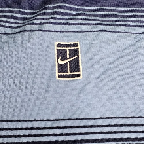 Vintage Nike Polo Shirt Mens Large Navy Blue Court Tennis XL Stripe Swoosh S8b - Picture 2 of 8