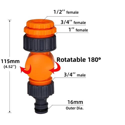 Wasserhahn Schnellanschlüsse Rotatable Tipp Splitter 1/2 "3/4" 1 "Faden Adapter - Bild 3 von 6