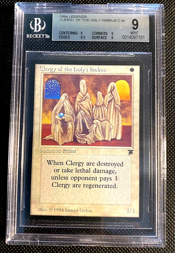 MTG Legends 1994 CLERGY OF THE HOLY NIMBUS BGS 9 MINT Magic The Gathering G0165 - Picture 1 of 2