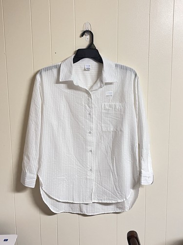 NWT Maternity White Shirt Woven Texture Blouse Top Sz XL (16-18) - Picture 2 of 7
