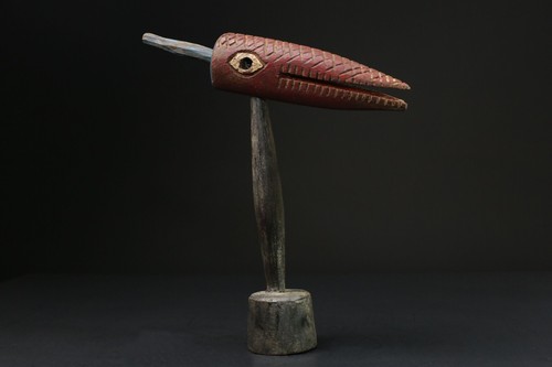 Escultura aviar senufo africana tallada a mano madera tribal prosperidad arte-G2355 - Imagen 12 de 24