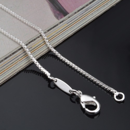 925 Italy Color Silver Plated Mens Round Box 2/1.4mm Link Chain Necklace - Picture 4 of 9