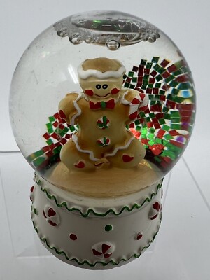 2.5'' GINGER BREAD MAN MINI SNOWGLOBE CHRISTMAS GLOBE RED/GREEN GLITTER READ