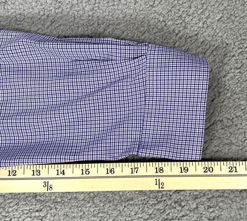 Chaps Performance Button Down Shirt Mens XXL Long Sleeve Purple Blue Plaid - Picture 6 of 6