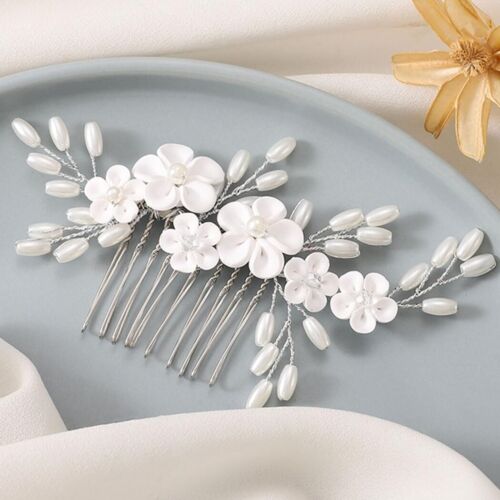 Flower Bridal Hair Comb Silver Pearl Wedding Hair Clip Bridal Accessories