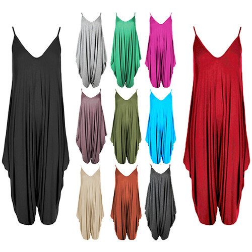 Women's Ladies Cami Harem Jumpsuit LagenLook Romper Hareem PlaySuit Top UK  8-26