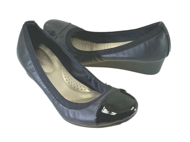 Dexflex Comfort Black Ballet Flats Patent Captoe 10 M For Sale