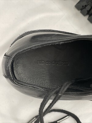 靴 nid de guepes leather shoes NID de Guepes Women's Black Oxford Lace Up Derby Round Toe Block