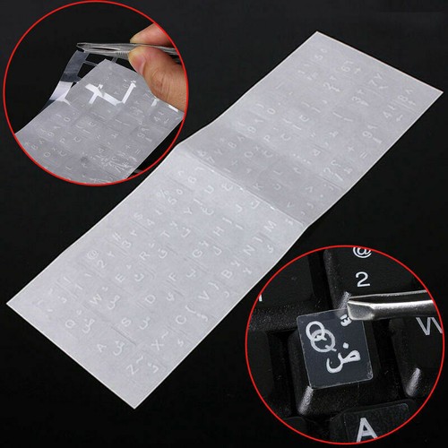 White Letters Arabic Layout Transparent Keyboard Sticker Reflection - New - Imagen 4 de 12