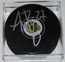 ADAM BOQVIST signed (CHICAGO BLACKHAWKS) Autographed NHL HOCKEY Puck W/COA #2