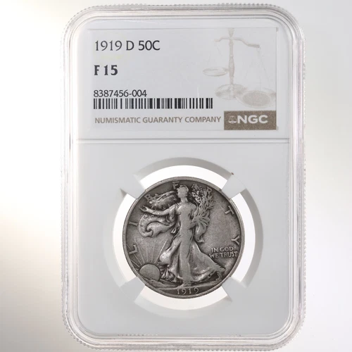1919-D Walking Liberty 50C NGC Certified F 15