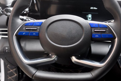 For Hyundai Elantra 2021-2023 Aluminum Blue Steering Wheel Button Frame Trim 8X - Foto 17 di 18
