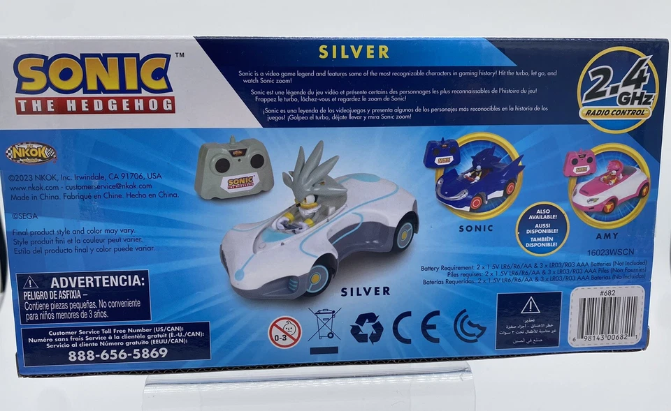 Team Sonic Racing RC: Silver -NKOK (683), 1:28 Scale 2.4GHz RC Car, 6.5" Compact - Image 3 of 4
