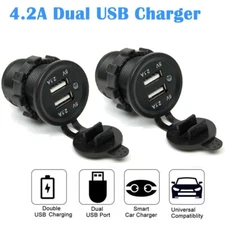 12V/24 Dual USB Port Car Cigarette Lighter Socket Splitter Charger Power Adapter