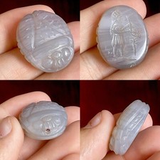 Extremely Rare Ancient Egyptian Old Agate stone scarab seal stamp Bead Amulet