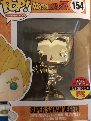 Gold Chrome Super Saiyan Vegeta Funko Pop Toy Tokyo SDCC 2018 Exclusive #154 - Picture 1 of 6