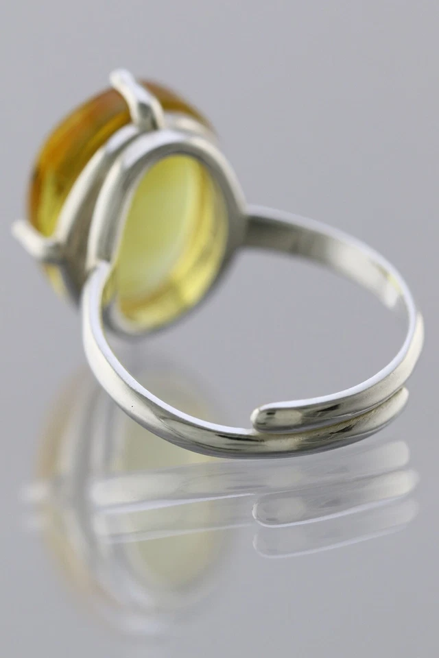 Anillo Ajustable Plata Ámbar Báltico Genuino Inclusión Insecto Fósil 191030-9 Foto 4 de 4