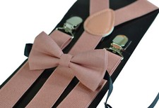 Warm Dusky Dusty Rose Pink Blush Pink Bow Tie  Suspenders Braces for all ages