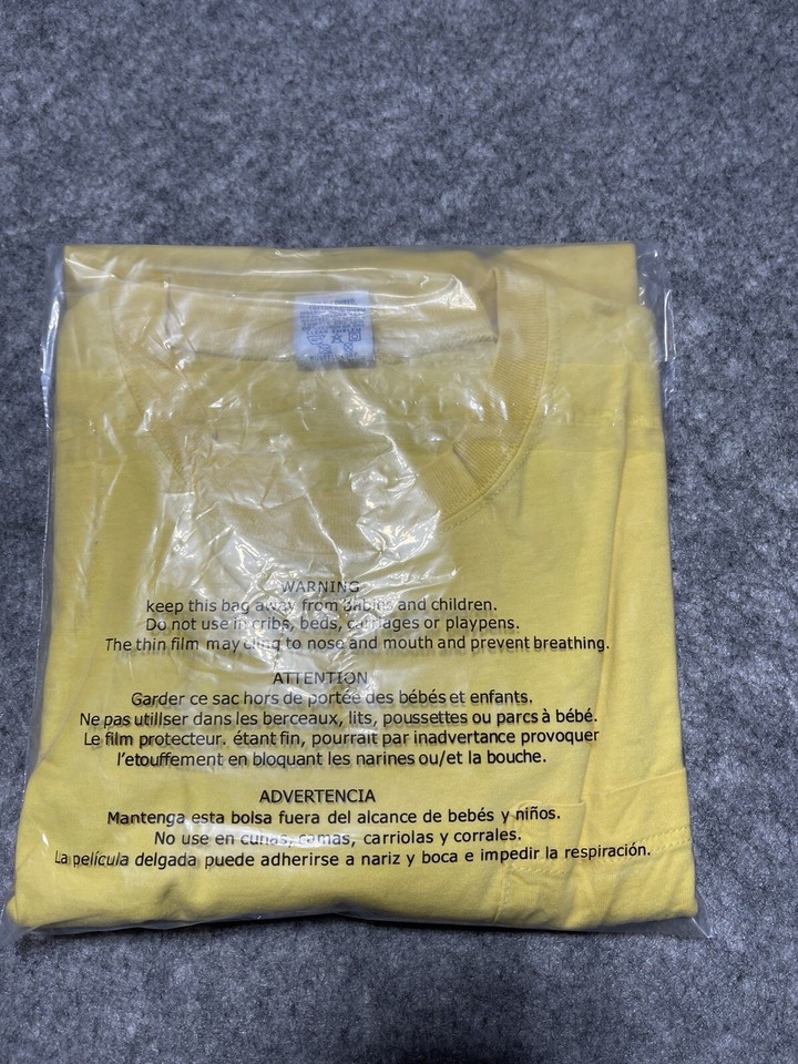 VINTAGE Pale Yellow Russell Shirt Blank POCKET Tee USA Made Skater