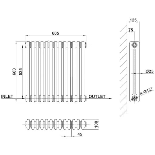Horizontal Vertical Designer Radiator Flat Panel Oval Column Towel Rail Rads - Picture 498 of 574