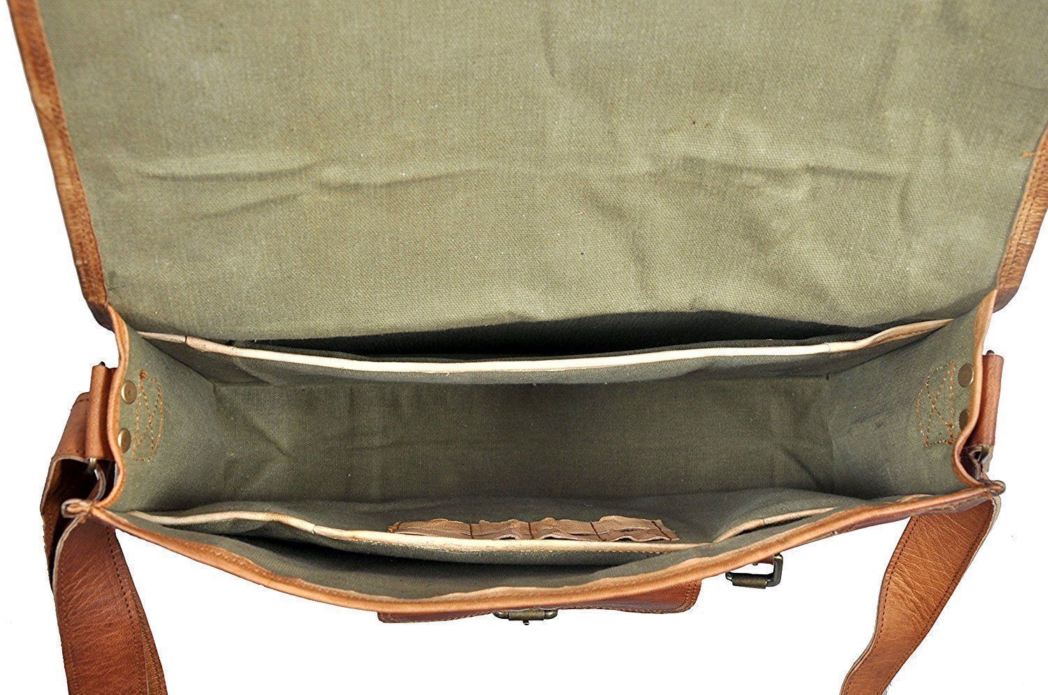 New Men's Real Vintage Leather Messenger & Laptop Briefcase Satchel Brown Bag