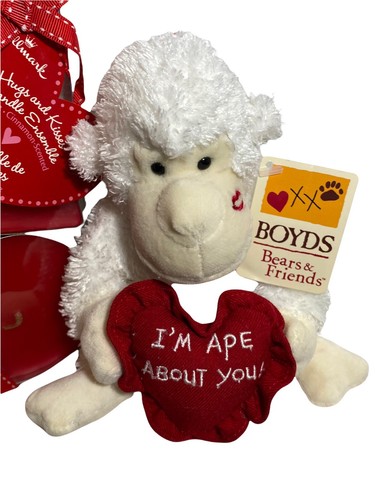 Valentines Day Love Monkey Boyds + 3 XOX Kisses Candles Heart Love Gift Set New - Picture 5 of 8