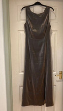 Vintage Lori Ann Montreal Vintage Olive Gold Metallic sleeveless Evening Dress