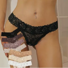 7pcs SET Women's Floral Lace Cheeky Thongs Semi-Sheer Low Waist Sultry Panties