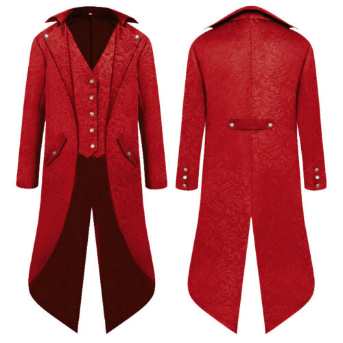 Tails Cosplay Costume Swallow Tailed Coat Men Tuxedo Suit Party Outfit Halloween - Picture 29 of 34