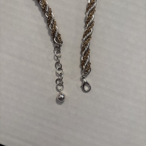 Vintage Gold And Silver Tone Rolled Link 18” Necklace With Pierced Earrings - Picture 4 of 8