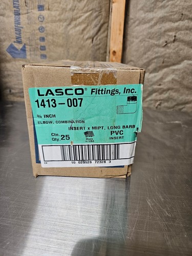 Lasco 1413-007 PVC Elbow, 90 degree, 3/4" Hose Barb x 3/4" MNPT  (Box of 25)