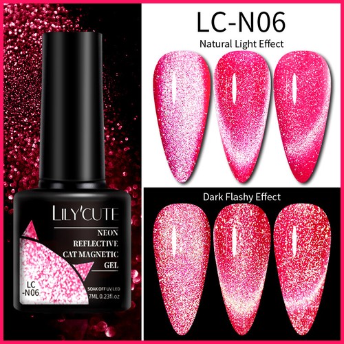 LILYCUTE 7ml UV Gel Nail Polish Pink Blue Purple Glitter Soak Off Gel Varnish - Picture 157 of 230