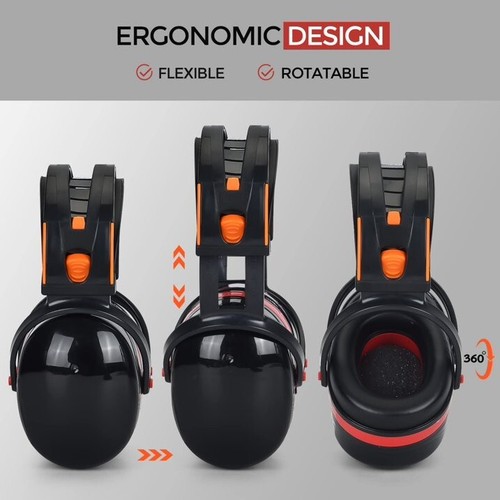 Noise Reduction Safety Ear Muffs Hearing Protection Earmuffs NRR 28dB - Picture 3 of 6