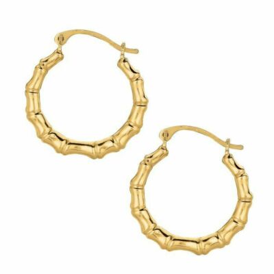 13/16'' polierte Bambus Creolen echt 10K Gelbgold 0,5gr