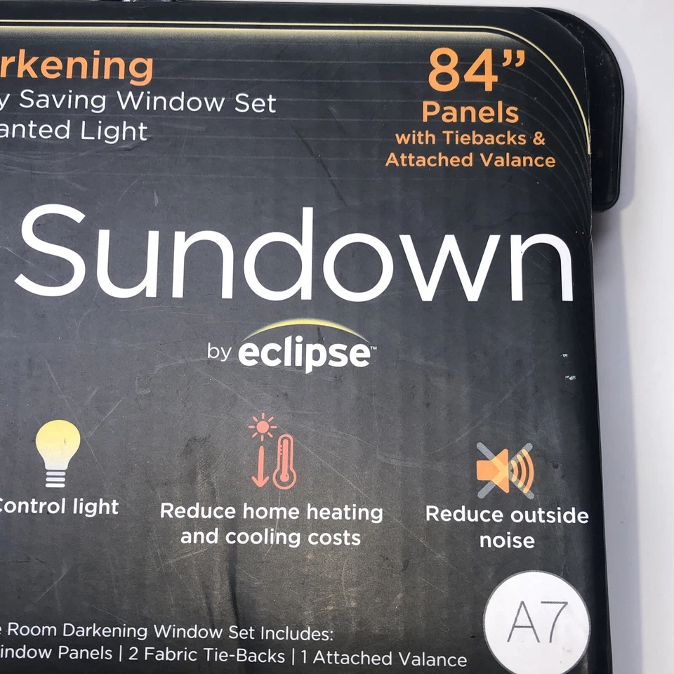 5 PC SET ) Sundown Eclipse Room Darkening Rod Pocket Panel Pair 52x84in SHAYLA - Image 3 of 4
